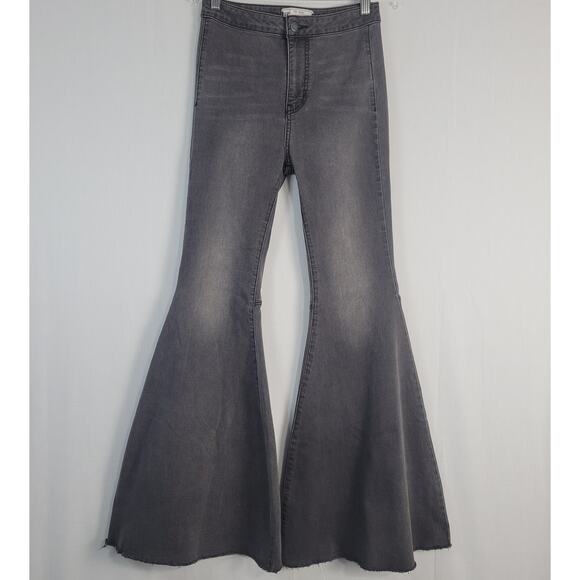 Free People Just Float on Flare Jeans size 26 Washed Black Retro Boho Festival - Picture 2 of 12